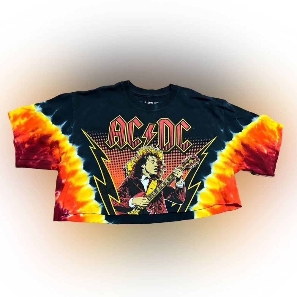 Liquid Blue AC/DC Tie-Dye Cropped T-shirt